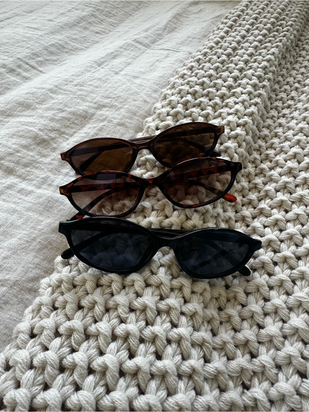 Three Cat-Eye Sunglasses Trio - Black and Tortoiseshell